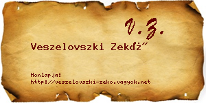 Veszelovszki Zekő névjegykártya